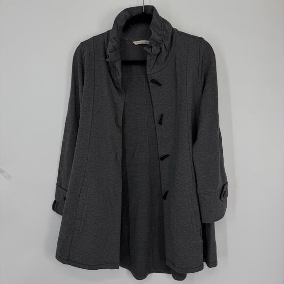 Soft Surroundings Swing Jacket Size XS Gray Horn Buttons wire collar Lagenlook - Picture 9 of 12